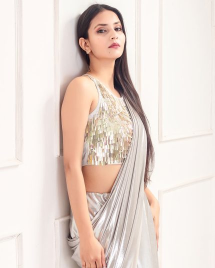 Silver Foil Saree #5101